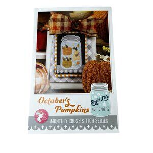 October Pumpkins Shelf Life Cross Stitch Pattern Kit Its Sew Emma Monthly Jar